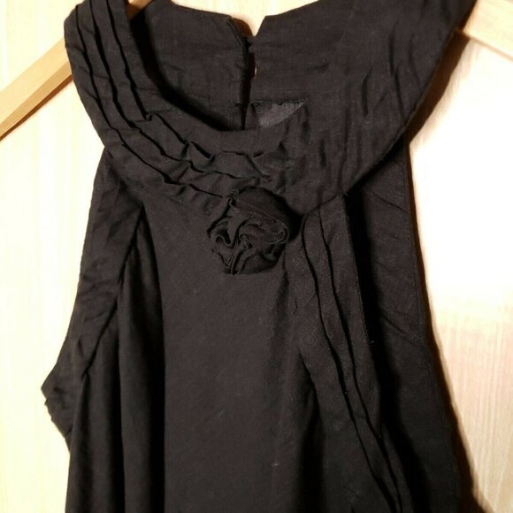 Cynthia Rowley Womens Black Linen Halter Top XL - Picture 3 of 6